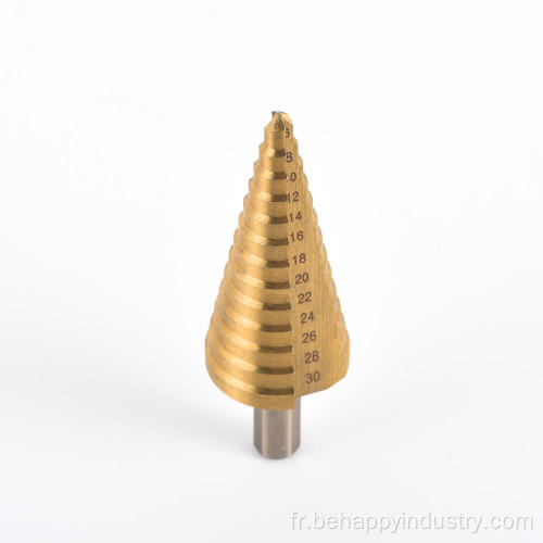 HSS Cone Cone Titanium enduit de pas de perceuse